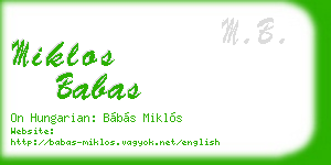 miklos babas business card