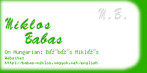 miklos babas business card